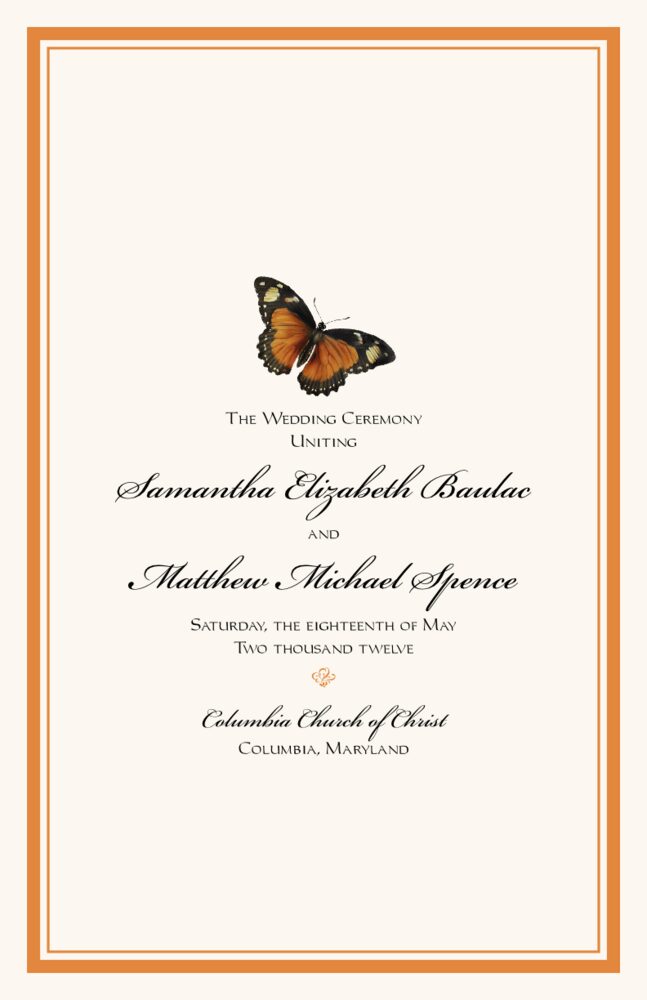 Butterfly Wishes Monarch Butterfly Wedding Program and Church Programs